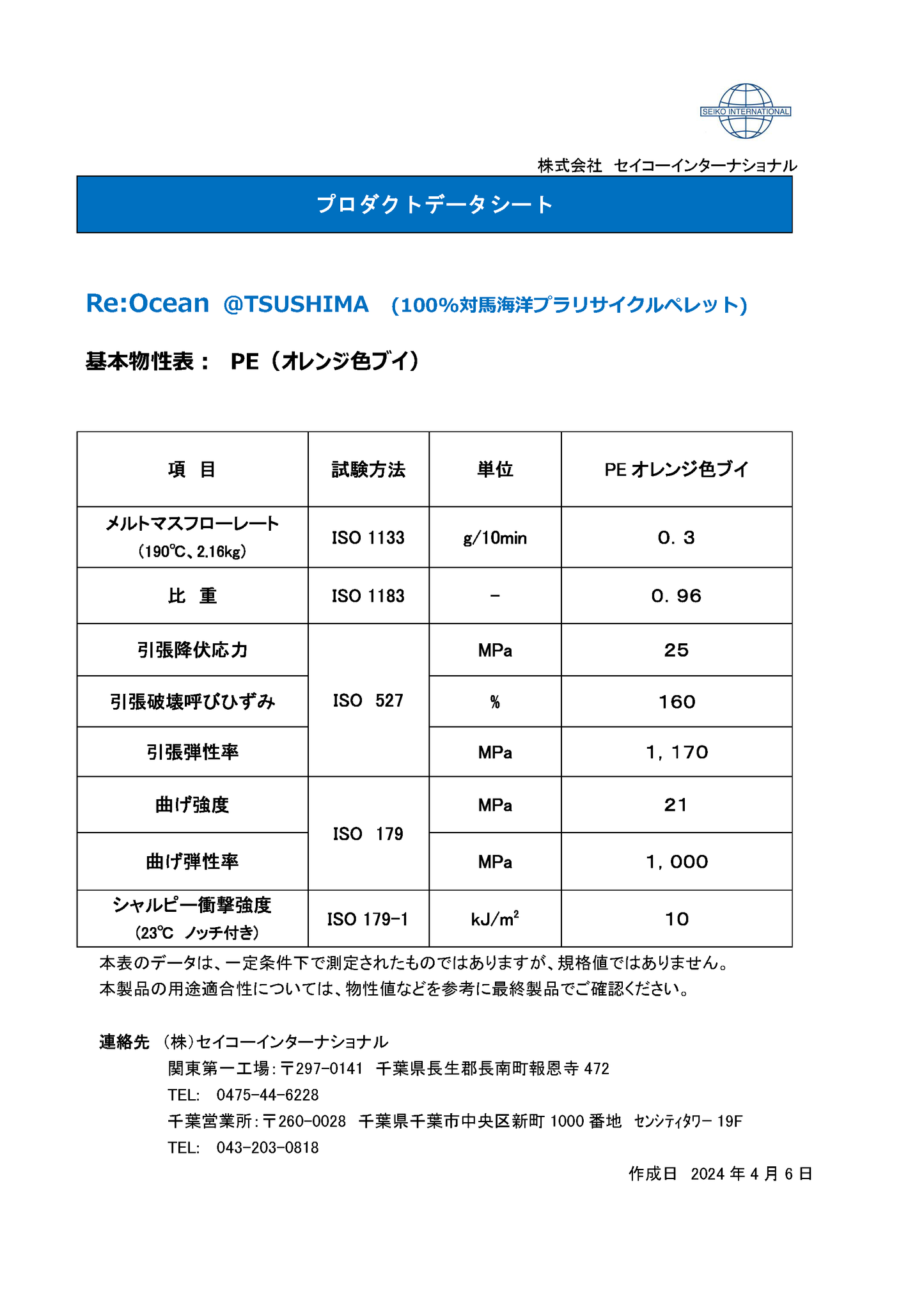 Re:Ocean@TSUSHIMA HDPE オレンジブイ,海洋プラ,1kg[EX004_0003]